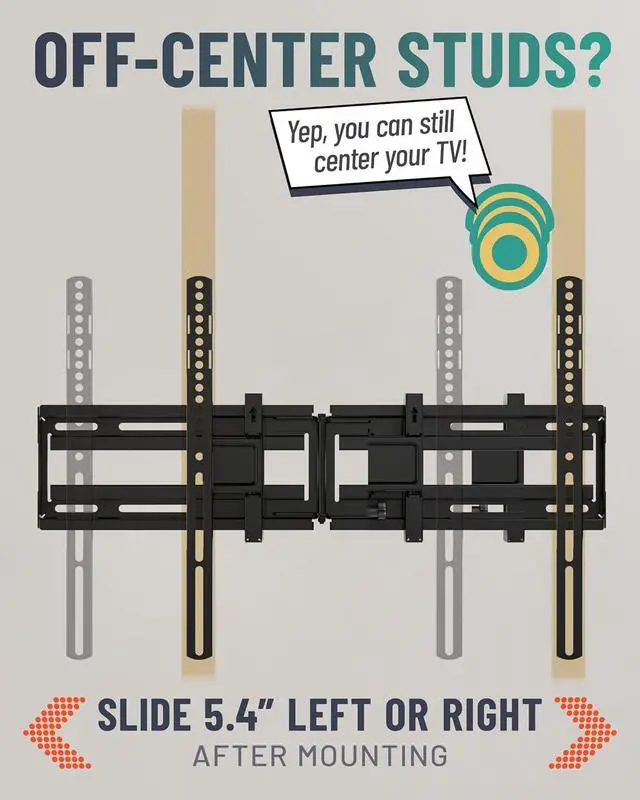 Alt view image 7 of 7 - Extendable Tilting TV Wall Mount for 32 to 90 Screens up to 110lbs - Reduce Glare w/ 5.2 Extension for 12 deg Tilt - Universal TV Mount w/ 3-Step Install & Included Hardware  UL Listed
