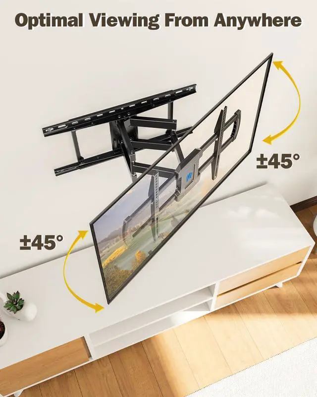 Alt view image 6 of 7 - UL Listed Full Motion TV Wall Mount for Most 42-84 TVs TV Mount with Premium Ball Bearing Design for Smooth Extension and Swivel Max VESA 600x400mm 100LBS Up to 24 Wood Stud