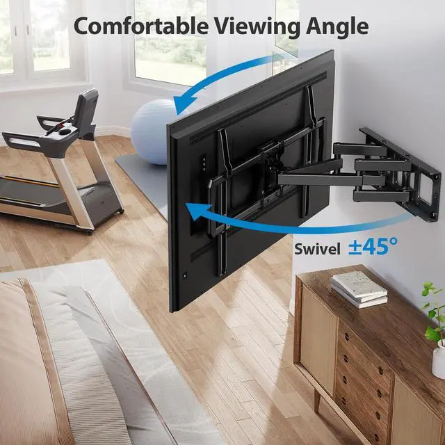 Alt view image 3 of 7 - Full-Motion TV Wall Mount for Most 3775 Inch TVs up to 100 lbs Wall Mount TV Bracket with Dual Articulating Arms Extension Swivel Tilt Fits 16 Wood Studs 600 x 400mm Max VESA PILF8