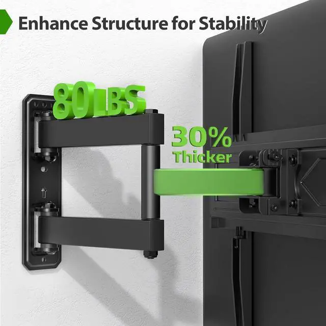 Alt view image 2 of 7 - Corner TV Wall Mount for 26-60 Inch TVs up to 80 lbs Single Articulating Arm Full Motion TV Wall Mount Bracket with Swivel and Tilt Max VESA 400x400mm