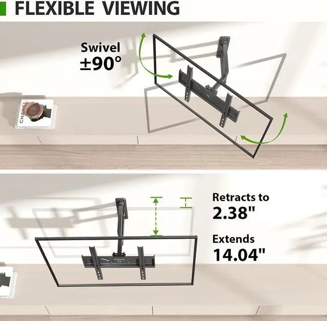 Alt view image 4 of 7 - Corner TV Wall Mount for 26-60 Inch TVs up to 80 lbs Single Articulating Arm Full Motion TV Wall Mount Bracket with Swivel and Tilt Max VESA 400x400mm