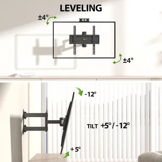 Alt view image 5 of 7 - Corner TV Wall Mount for 26-60 Inch TVs up to 80 lbs Single Articulating Arm Full Motion TV Wall Mount Bracket with Swivel and Tilt Max VESA 400x400mm