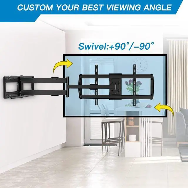 Alt view image 5 of 7 - PERLESMITH Long Arm TV Wall Mount for 42-90 inch TVs, Full Motion TV Mount with 42.72 inch Extension Articulating Arm Swivel and Tilt, Max VESA 800x400mm, Holds up to 150 lbs, 16,18, 24 Studs