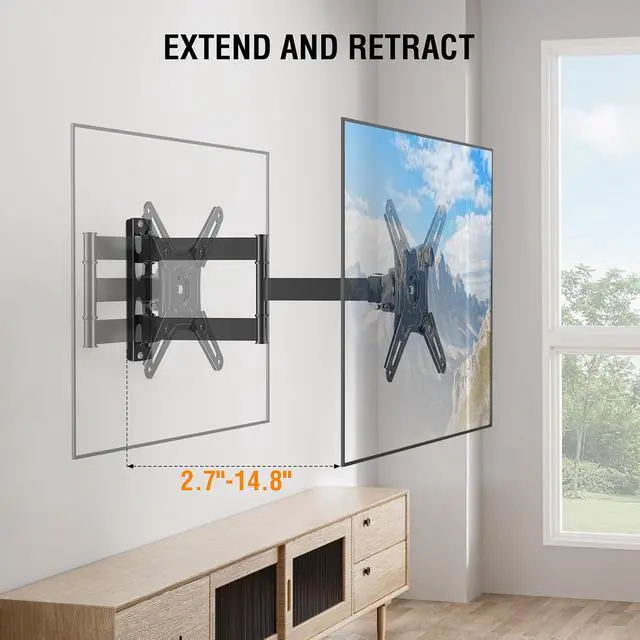 Alt view image 3 of 7 - Full Motion TV Mount 14-42 Screens VESA 200x200 44 Lbs Load | Supports swivel tilt extension & rotation sturdy bracket for LED LCD televisions and desktop monitors