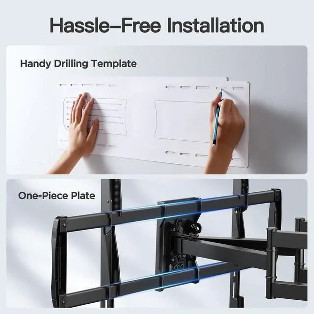 Alt view image 6 of 7 - Full Motion TV Wall Mount for 50-90 TVs up to 165lbs TV Mount Bracket with Dual Articulating Arms Swivel Tilt Extension Max VESA 800x400mm Fits 1618 to 24 Studs PSXFK1