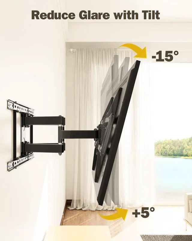 Alt view image 5 of 7 - UL Listed Full Motion TV Wall Mount for Most 42-84 TVs TV Mount with Premium Ball Bearing Design for Smooth Extension and Swivel Max VESA 600x400mm 100LBS Up to 24 Wood Stud