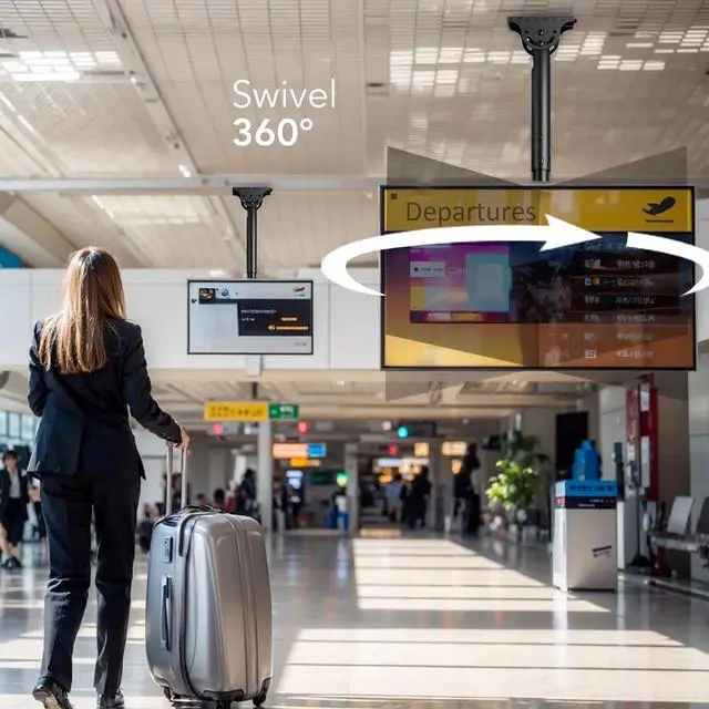 Alt view image 2 of 7 - AX WABER Ceiling TV Mount Adjustable Bracket for 26-65 inch LCD LED OLED 4K TVs, Pole Ceiling Mount Holds up to 110lbs,Hanging tv Mount Max VESA 400x400mm (AX11TB01), Black