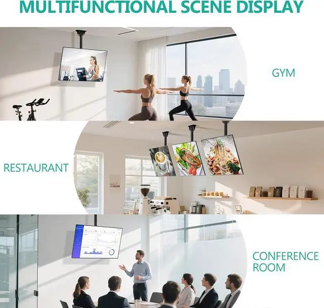 Alt view image 3 of 7 - Ceiling TV Mount for 26-65 inch Full Motion Ceiling TV Bracket Fits Most LED LCD OLED 4K Flat Screen TVs up to 99lbs Mounting Holes 400x400mm (CM2665-P) Black