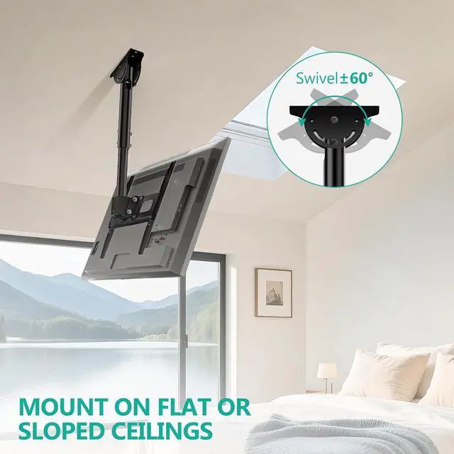 Alt view image 4 of 7 - Ceiling TV Mount for 26-65 inch Full Motion Ceiling TV Bracket Fits Most LED LCD OLED 4K Flat Screen TVs up to 99lbs Mounting Holes 400x400mm (CM2665-P) Black
