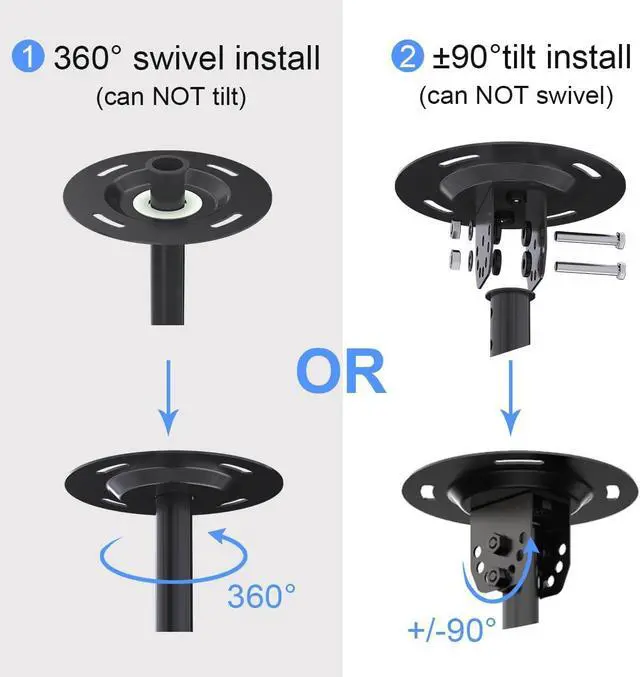 Alt view image 7 of 7 - Suptek Ceiling TV Mount Fits Most 26-65 inch LCD LED Plasma Panel Display with Max VESA 400x400mm Loaded up to 45kg/100lbs Height Adjustable MC4602