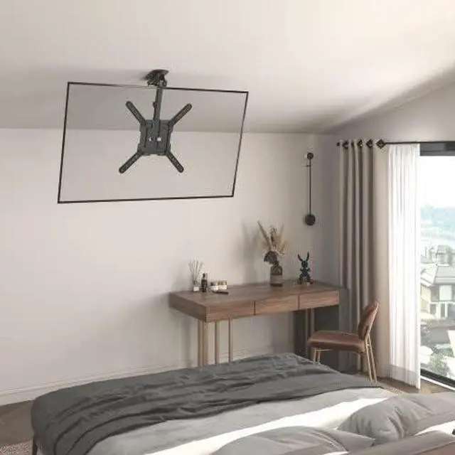 Alt view image 2 of 6 - CM344 Flip Down TV and Monitor Roof Ceiling Swivel Mount | Fits Flat TV 23 to 55 Inches | VESA Compatible 200x200 400x400 | Height Adjustable | Pitched Roof