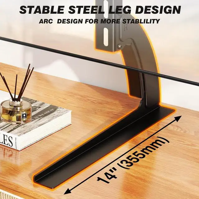 Alt view image 6 of 7 - TV Stand Mount Universal TV Stand Tabletop for 22 to 65 inch Plasma LCD LED Flat Screen TVs Strong TV Legs Holds up to 88lbs Height Adjustable TV Base Max VESA 800 x 500mm