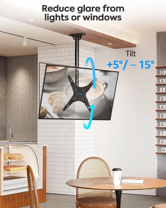 Alt view image 3 of 7 - Ceiling TV Mount for Most 24- 65 TVs Hanging TV Ceiling Mount for 32 43 50 55 60 65 inch Screen Full Motion Height Adjustable Bracket Holds up to 99lbs Max VESA 400x400mm MU0039