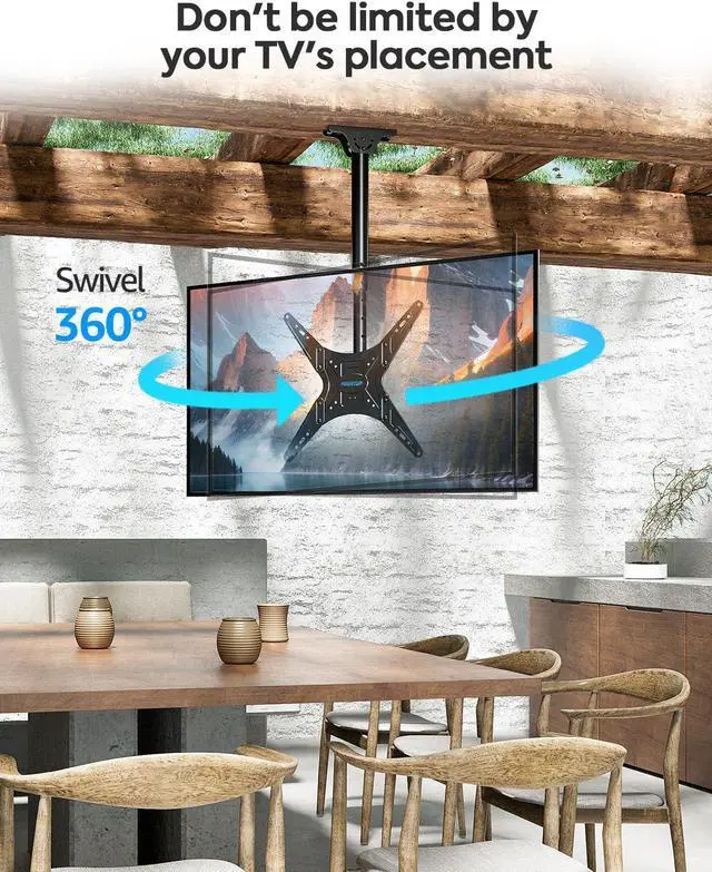 Alt view image 4 of 7 - Ceiling TV Mount for Most 24- 65 TVs Hanging TV Ceiling Mount for 32 43 50 55 60 65 inch Screen Full Motion Height Adjustable Bracket Holds up to 99lbs Max VESA 400x400mm MU0039