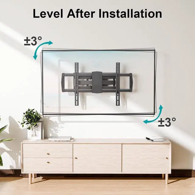 Alt view image 4 of 7 - Full Motion TV Mount for Most 42-82 inch TVs Wall Mount TV Bracket with Swivel Articulating Extension Tilt Arms Television Wall Mount Max VESA 600x400mm 100lbs Loading Fits Max 16 Studs