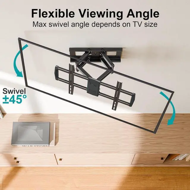 Alt view image 3 of 7 - Full Motion TV Mount for Most 42-82 inch TVs Wall Mount TV Bracket with Swivel Articulating Extension Tilt Arms Television Wall Mount Max VESA 600x400mm 100lbs Loading Fits Max 16 Studs
