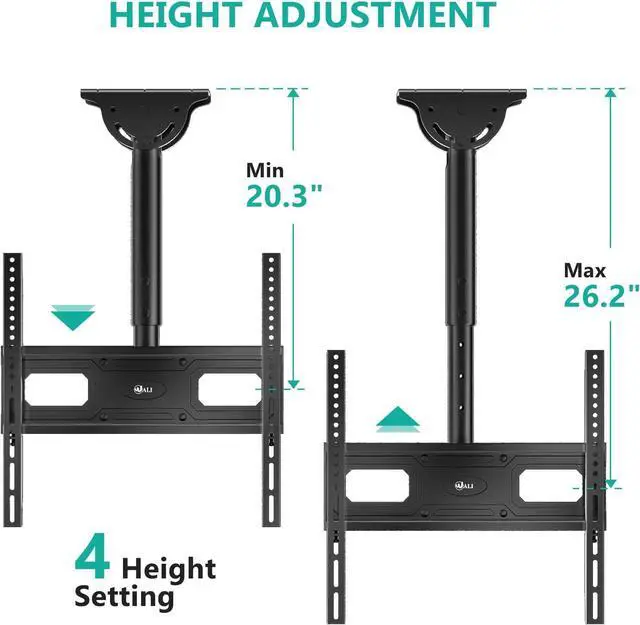 Alt view image 7 of 7 - Ceiling TV Mount for 26-65 inch Full Motion Ceiling TV Bracket Fits Most LED LCD OLED 4K Flat Screen TVs up to 99lbs Mounting Holes 400x400mm (CM2665-P) Black