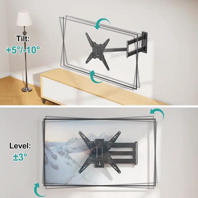 Alt view image 4 of 7 - Long Arm Corner TV Mount for Most 32-65 Inch TVs 31.3 Long Extension Full Motion Wall Mount Bracket Swivel Articulating Arm & Tilt TV Wall Mount MAX VESA 400x400mm Holds up to 99 lbs