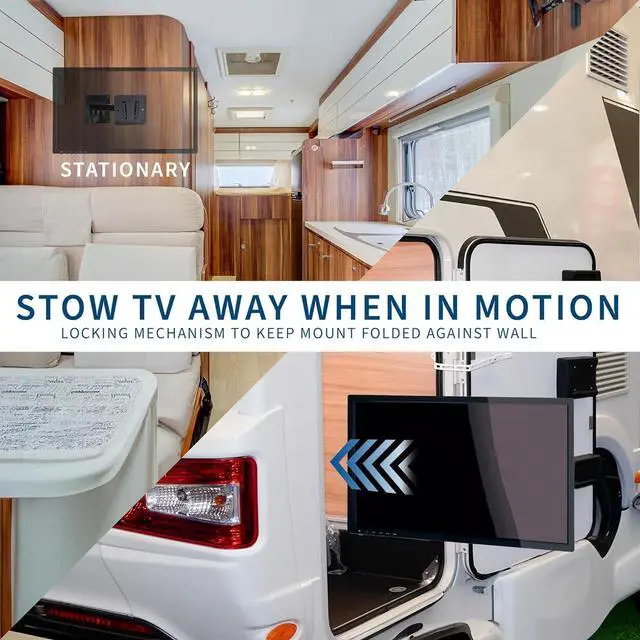 Alt view image 4 of 7 - Sturdy Plastic Polymer and Steel RV TV Mount with Articulating Arm VESA 100x100mm Mounting Pattern Holds up to 22 lbs Wall Bracket for Indoor Use Black Mount-VWRV3