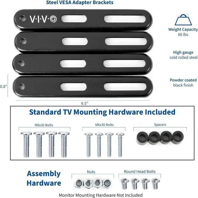 Alt view image 2 of 7 - Steel VESA Extension Mount Adapter Brackets for Screens 32 to 55 inch LCD LED TV Conversion Plate Kit for VESA up to 400x400mm (MOUNT-AD400B)
