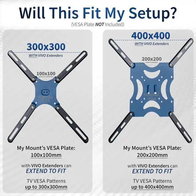 Alt view image 3 of 7 - Steel VESA Extension Mount Adapter Brackets for Screens 32 to 55 inch LCD LED TV Conversion Plate Kit for VESA up to 400x400mm (MOUNT-AD400B)