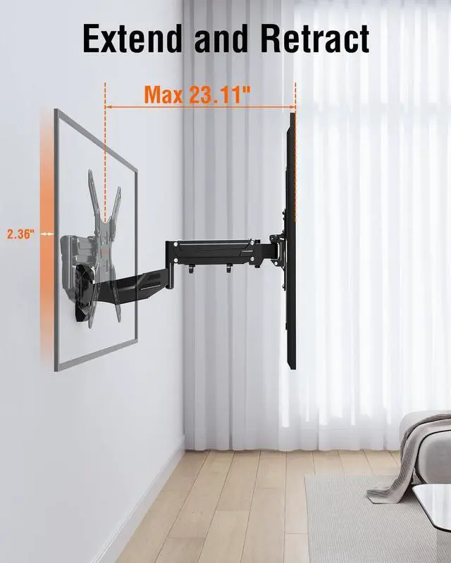 Alt view image 4 of 7 - Height Adjustable TV Wall Mount for Most 23-55 Inch tvs Spring Arm Full Motion Swivel Tilt Articulating TV Mount Bracket Max VESA 400x400mm Support 11-66 lbs YD1010
