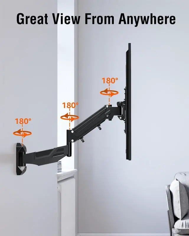 Alt view image 6 of 7 - Height Adjustable TV Wall Mount for Most 23-55 Inch tvs Spring Arm Full Motion Swivel Tilt Articulating TV Mount Bracket Max VESA 400x400mm Support 11-66 lbs YD1010