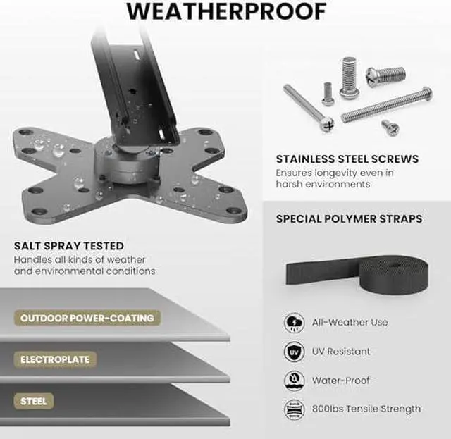 Alt view image 3 of 6 - ZeboZap ZZTVS2022 DIY NO Drill Swivel Gazebo TV Mount | Patio | Pergola | Square Post | Holds 33lbs | Fits 23-50 TVs | Weatherproof | Black