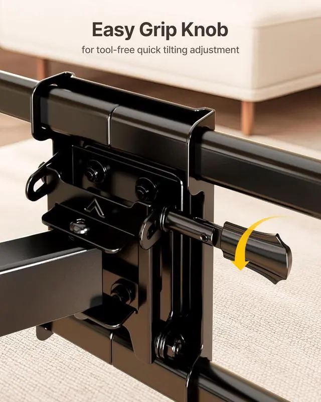 Alt view image 4 of 7 - Full Motion TV Wall Mount for 37-84 Inch TVs TV Mount Bracket with Articulating Arms Tool-Free Tilt & Swivel Extension Max VESA 600x400mm Fits 12/16 Wood Studs Up to 110lbs 4X Tested