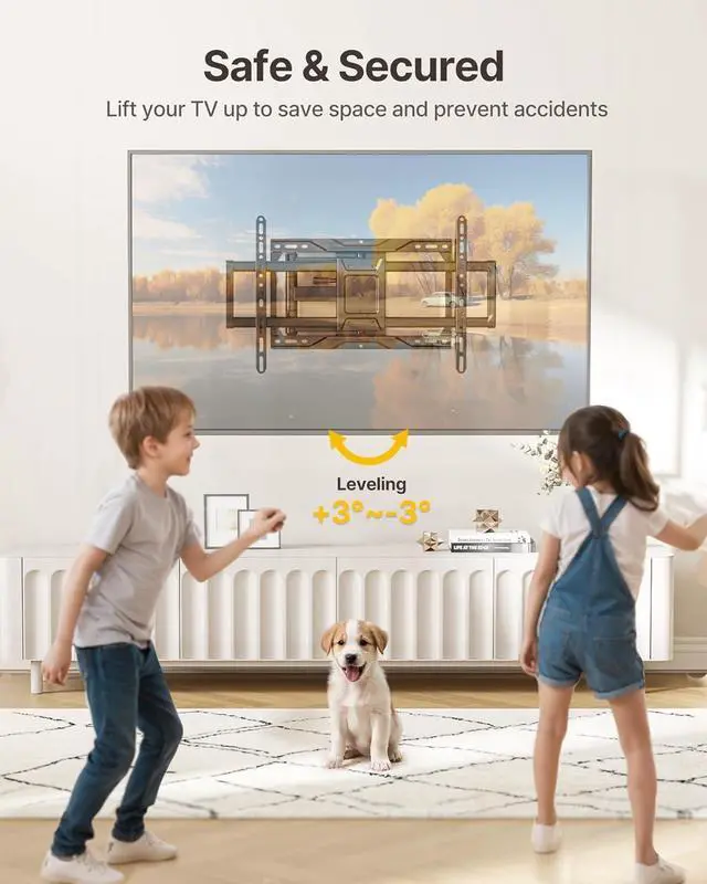 Alt view image 7 of 7 - Full Motion TV Wall Mount for 37-84 Inch TVs TV Mount Bracket with Articulating Arms Tool-Free Tilt & Swivel Extension Max VESA 600x400mm Fits 12/16 Wood Studs Up to 110lbs 4X Tested