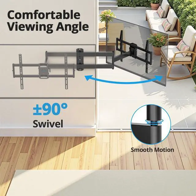 Alt view image 4 of 7 - Corner TV Wall Mount Long Arm TV Mount Bracket for 37-84 Inch TVs Full Motion TVs Wall Mounts with 32 Articulating Arms Extension & Tilt & Swivel Max VESA 600x400mm Holds up to 100 lbs