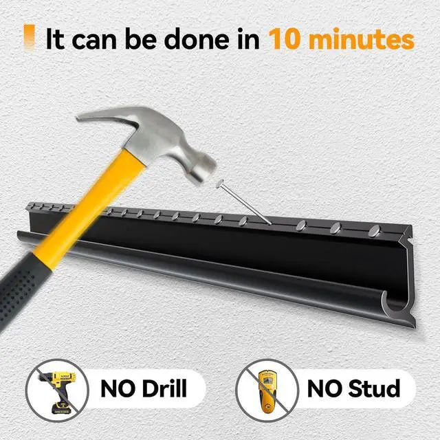 Alt view image 3 of 7 - Studless TV Wall Mount for 32-75 inch TVs, No Stud Drywall TV Bracket Holds up to 150 lbs, Low Profile, No Drill, Easy to Install for Bedroom Living Room, Bubble Level Included