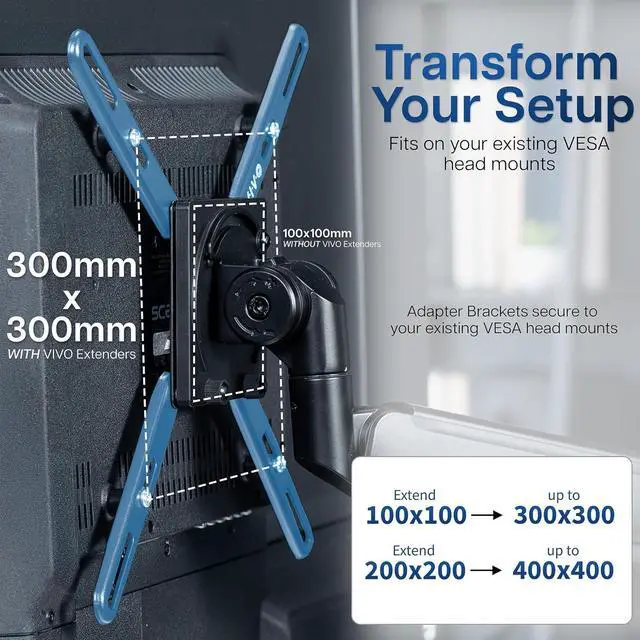 Alt view image 5 of 7 - Steel VESA Extension Mount Adapter Brackets for Screens 32 to 55 inch LCD LED TV Conversion Plate Kit for VESA up to 400x400mm (MOUNT-AD400B)