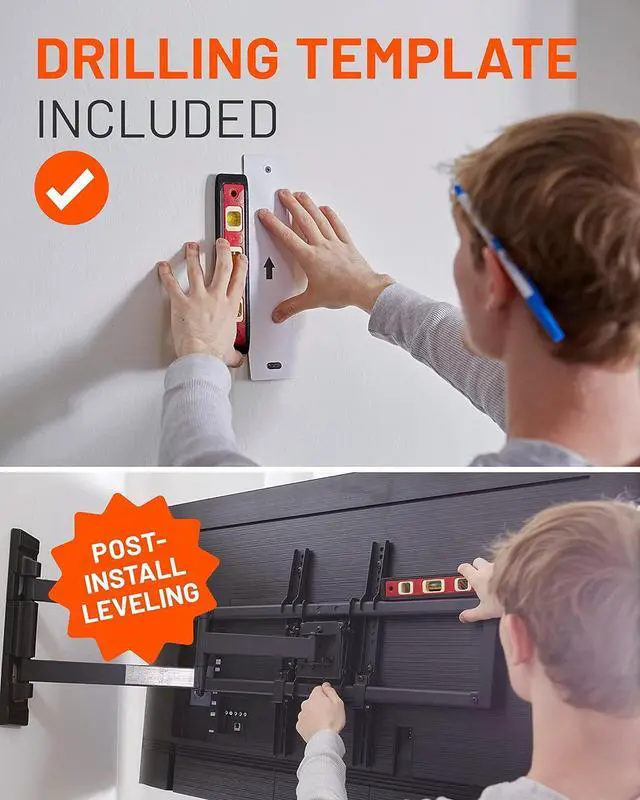 Alt view image 4 of 7 - Corner TV Wall Mount for Big TVs - 24 Inches of Extension Plus Smooth Full Motion - Mount TVs Up to 65 in The Corner Or Up to 75 On A Flat Wall - Drilling Template & Cable Ties Included