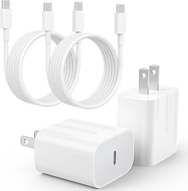 Main image of 20W USB C Fast Charger Compatible with iPhone 16/16 Plus/ 16 Pro Max/ 15/ iPad Pro 2Pack PD USB C Charger Block with 6FT Type C to C Cable