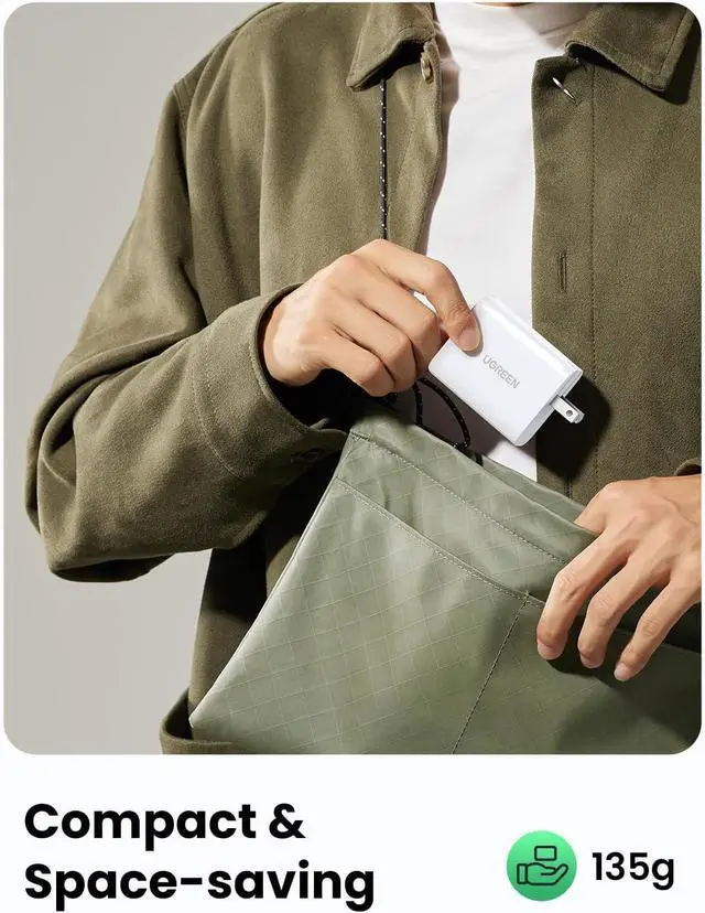 Alt view image 5 of 6 - 65W USB C Charger 3 Ports Compact Foldable Fast Wall Charger Block USB C Power Adapter for MacBook Pro/Air iPhone 16/15/14 iPad Pro  XPS Steam Deck Galaxy S24 Pixel 8/7