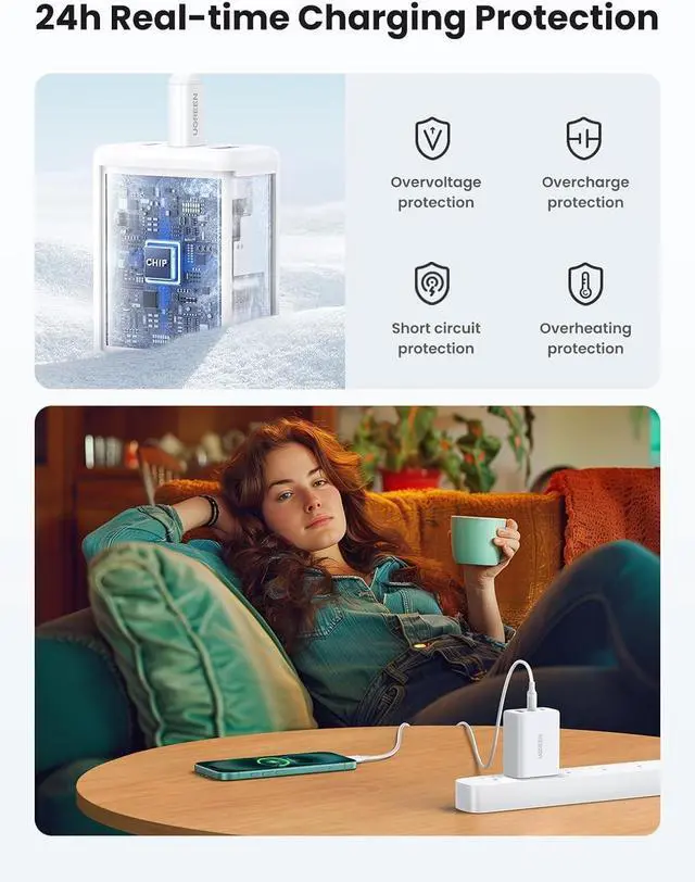 Alt view image 6 of 6 - 65W USB C Charger 3 Ports Compact Foldable Fast Wall Charger Block USB C Power Adapter for MacBook Pro/Air iPhone 16/15/14 iPad Pro  XPS Steam Deck Galaxy S24 Pixel 8/7