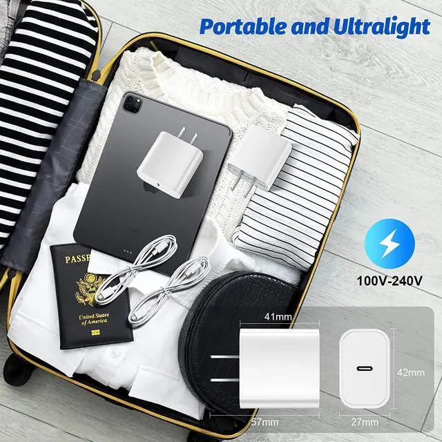 Alt view image 6 of 7 - Fast iPad Charger iPad Charger Fast Charging 2Pack Wall Chargers Plug Adapter Type C USB C to C Cable Cord 6ft for iPad Pro 12.9 iPad Pro 11/13inch(M4) iPad Air 5th/4th iPad mini 6/7 iPad 10/11th(A16)