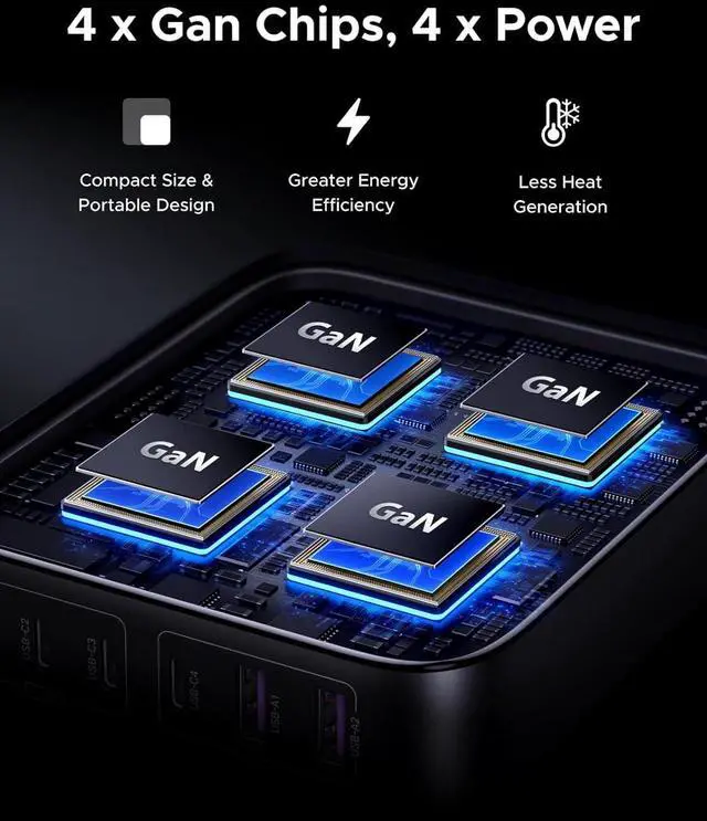 Alt view image 6 of 7 - Nexode 200W GaN USB C Charging Station 6-Port Desktop Charger for MacBook Pro/Air iPad Pro/Air iPhone 17/16/15 Series Galaxy S25/S24 Ultra Pixel 10/9 Steam Deck