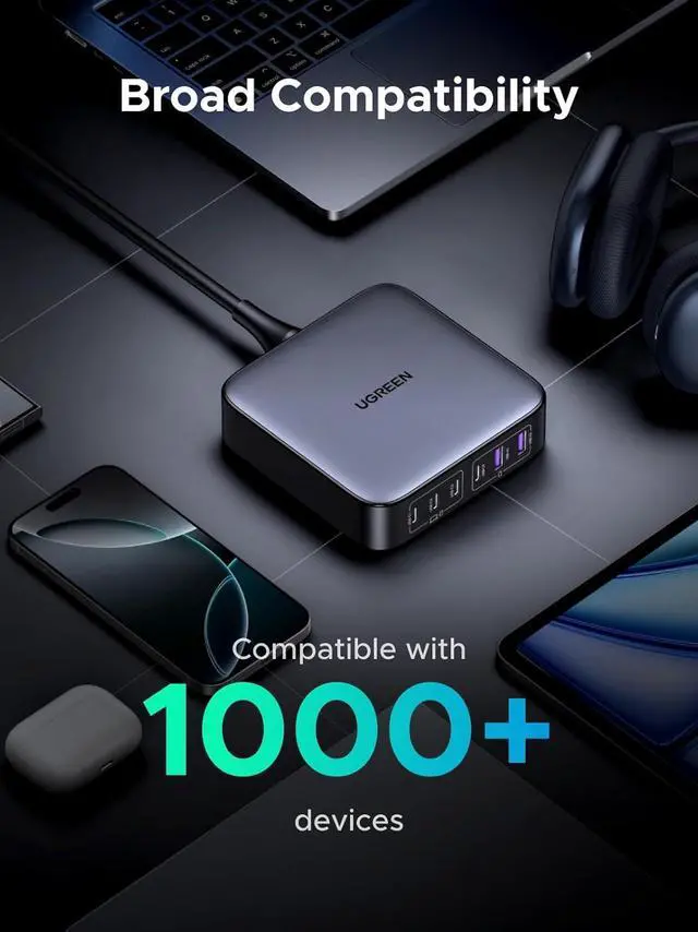 Alt view image 7 of 7 - Nexode 200W GaN USB C Charging Station 6-Port Desktop Charger for MacBook Pro/Air iPad Pro/Air iPhone 17/16/15 Series Galaxy S25/S24 Ultra Pixel 10/9 Steam Deck