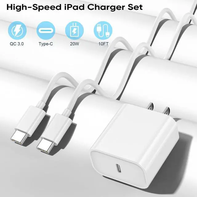 Alt view image 6 of 7 - 10FT  iPad Charger Fast Charging 20W USB C Fast Charger Adapter 10Foot Long USB Type C to C Cable Cord for iPad Pro 12.9 iPadPro 11/13inch(M4) iPadAir 5th/4th iPadmini 6/7 iPad10/11th A16