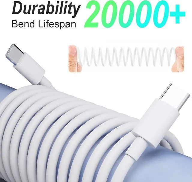 Alt view image 3 of 7 - iPhone Charger 2 Pack 20W USB C Fast Wall Charger Block with 2 Pack 6 FT USB-C to C Cable for iPhone 17 16 15 Plus/Pro/Pro Max/iPad Pro/Air/Mini Galaxy AirPods Pro