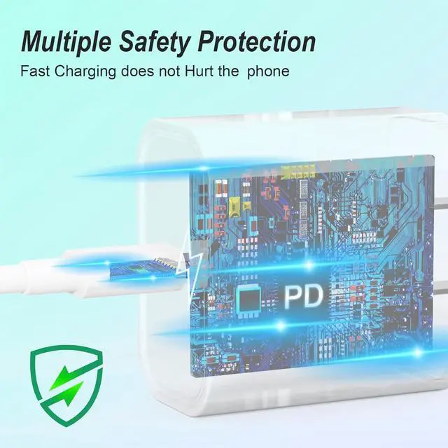 Alt view image 4 of 7 - iPhone Charger 2 Pack 20W USB C Fast Wall Charger Block with 2 Pack 6 FT USB-C to C Cable for iPhone 17 16 15 Plus/Pro/Pro Max/iPad Pro/Air/Mini Galaxy AirPods Pro