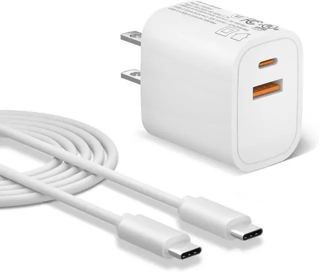 Main image of 20W Type C Fast Charger with 2 Ports for  Galaxy Tab A9+ 12.4 A8 10.5 A7 10.4 Tab S10+/S10 Ultra/S9/S8/S9+/S9Ultra/S9 FE/S8+/S8 Ultra SM-X210/X200/X700/X800 SM-T500/T220 with 3A Fast Cable