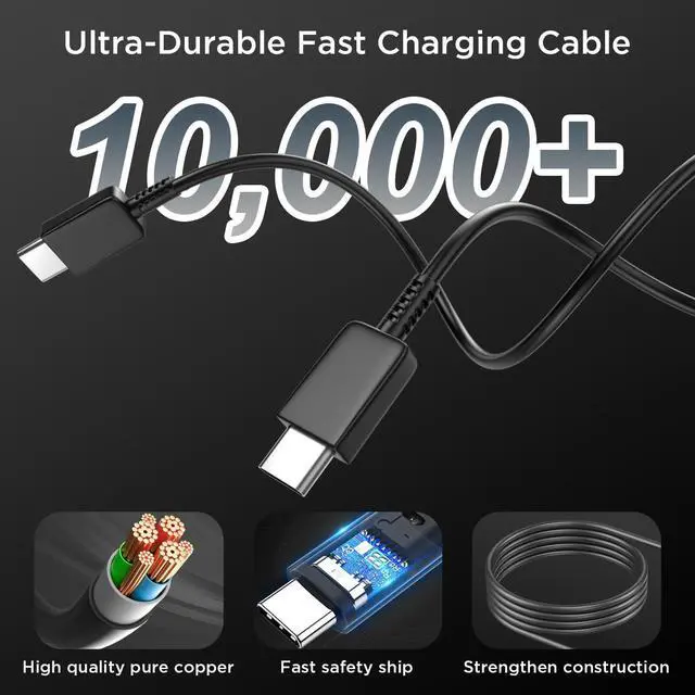 Alt view image 4 of 7 - 45W Super Fast Charger USB C Android Phone Charger Fast Charging Replacement for  Galaxy S25/S25 Ultra/S25+/S24 Ultra/S24/S24+/S23 Ultra/S23/S22/S20/S21/Note 10 Galaxy Tab 6Ft C Cable