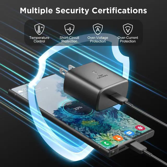 Alt view image 3 of 7 - 45W Super Fast Charger USB C Android Phone Charger Fast Charging Replacement for  Galaxy S25/S25 Ultra/S25+/S24 Ultra/S24/S24+/S23 Ultra/S23/S22/S20/S21/Note 10 Galaxy Tab 6Ft C Cable