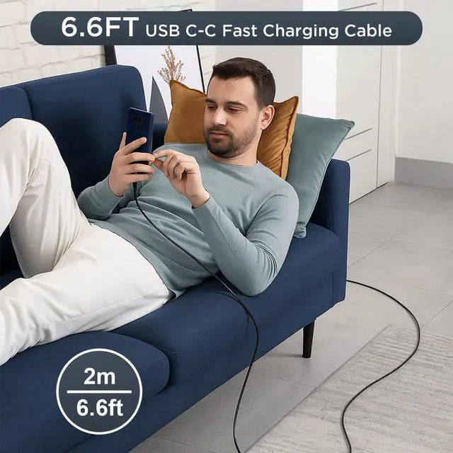Alt view image 7 of 7 - 45W Super Fast Charger USB C Android Phone Charger Fast Charging Replacement for  Galaxy S25/S25 Ultra/S25+/S24 Ultra/S24/S24+/S23 Ultra/S23/S22/S20/S21/Note 10 Galaxy Tab 6Ft C Cable