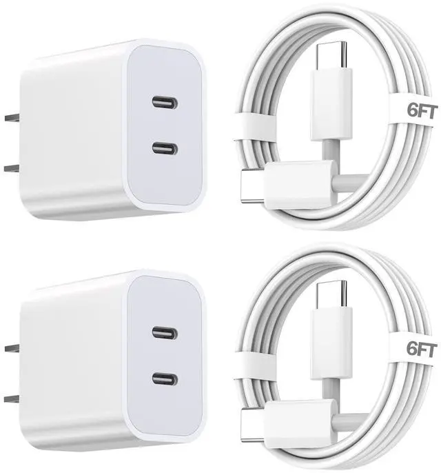 Main image of iPhone 15 Charger  Charger Fast Charging 2Pack Dual Port Power Delivery  Charging Block 2Pack 6FT USB C to C iPhone 16 Charge Cable USB C Charge for iPhone 16/15 Pro/iPad Pro/iPad Air/Mini