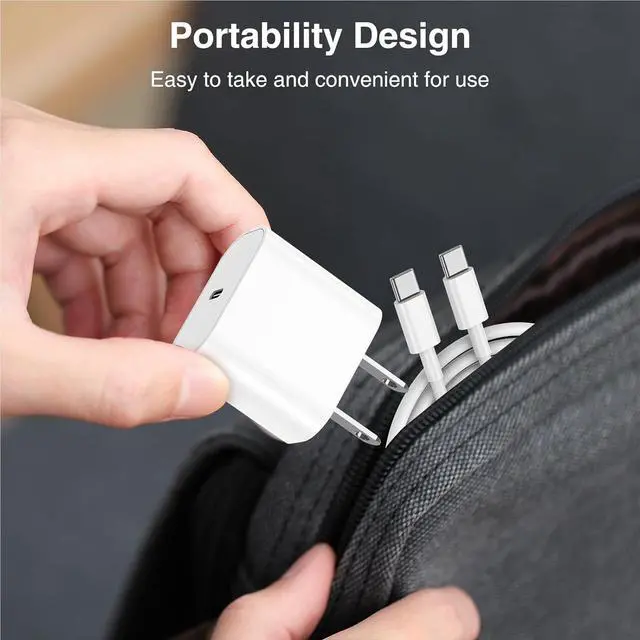 Alt view image 6 of 7 - for iPhone 17 16 Charger 20W PD Fast Charging USB C Wall Charger with 6FT USB C to C Charging Cable Compatible iPhone 16/15/Pro/Pro Max/Plus iPad Pro/AirPods and More