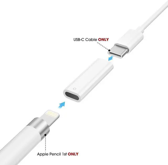 Alt view image 3 of 7 - Charging Adapter Compatible with  Pencil 1st Generation Lightning to USB-C Charger Connector Supports Pairing with iPad 10th/11th A16 2025 Gen
